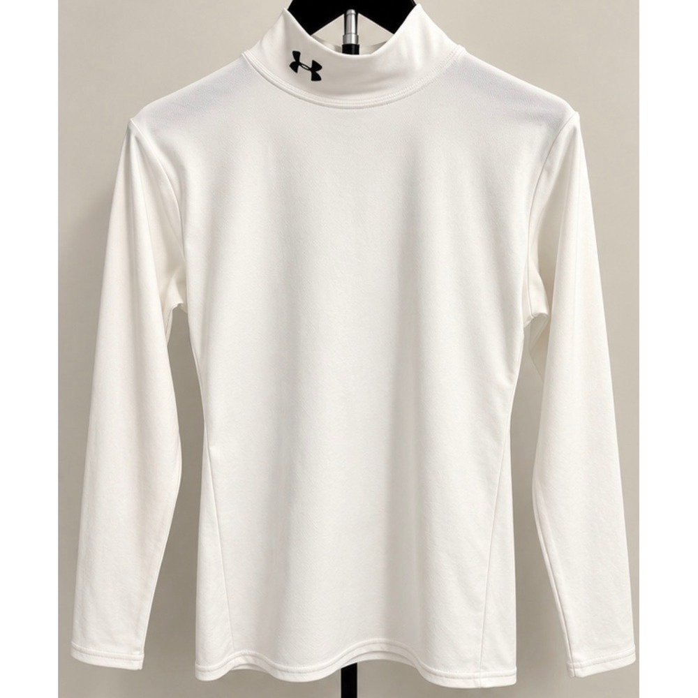 Under Armour Womens ColdGear Mock Neck Long Sleeve Top White MD Base Layer